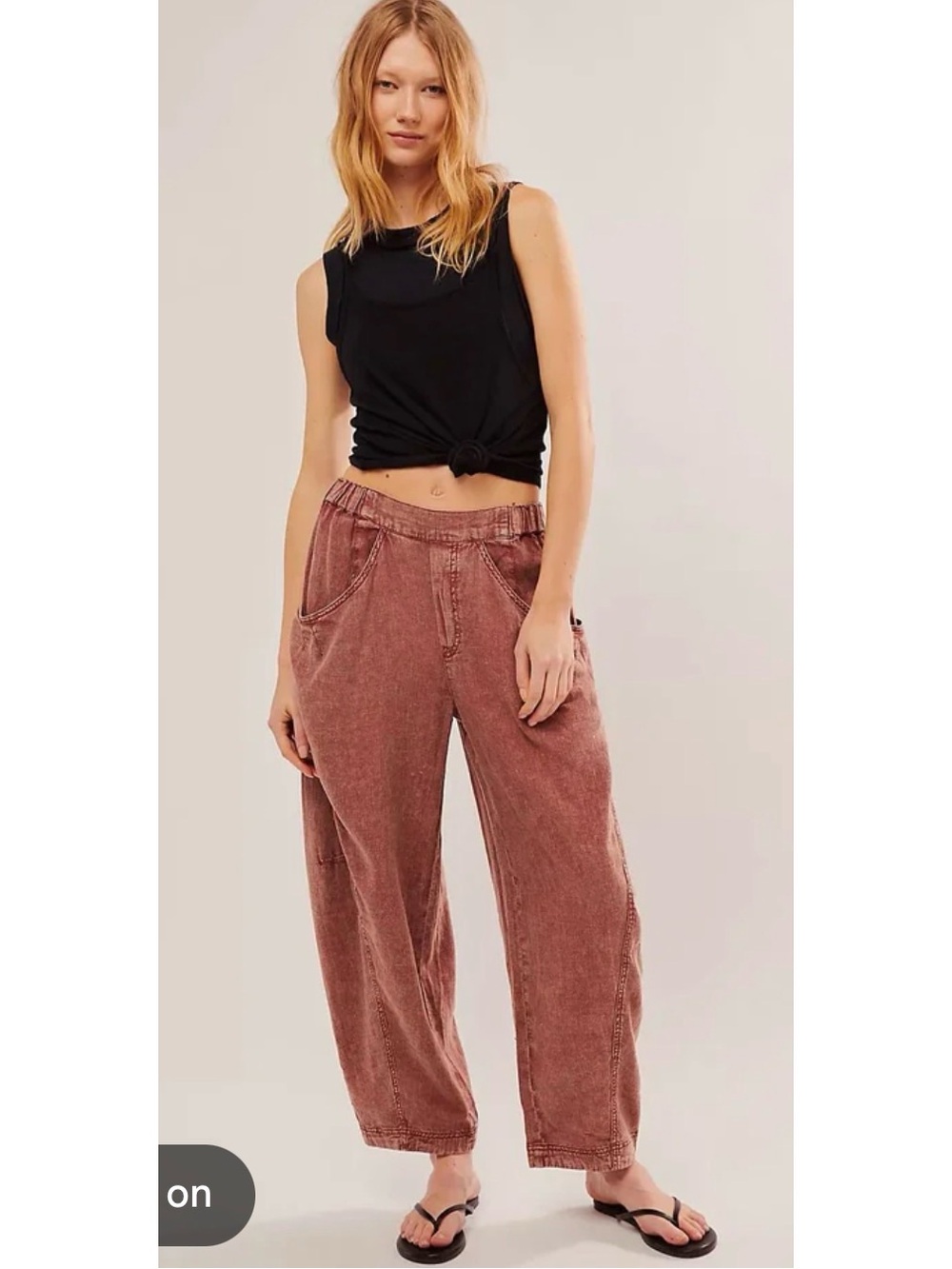 Washed Rust Wide-Leg Pants - Women